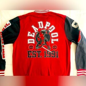 NEW Marvel Studios Comics Deadpool Lightweight Varsity Jacket Red/Black Men’s